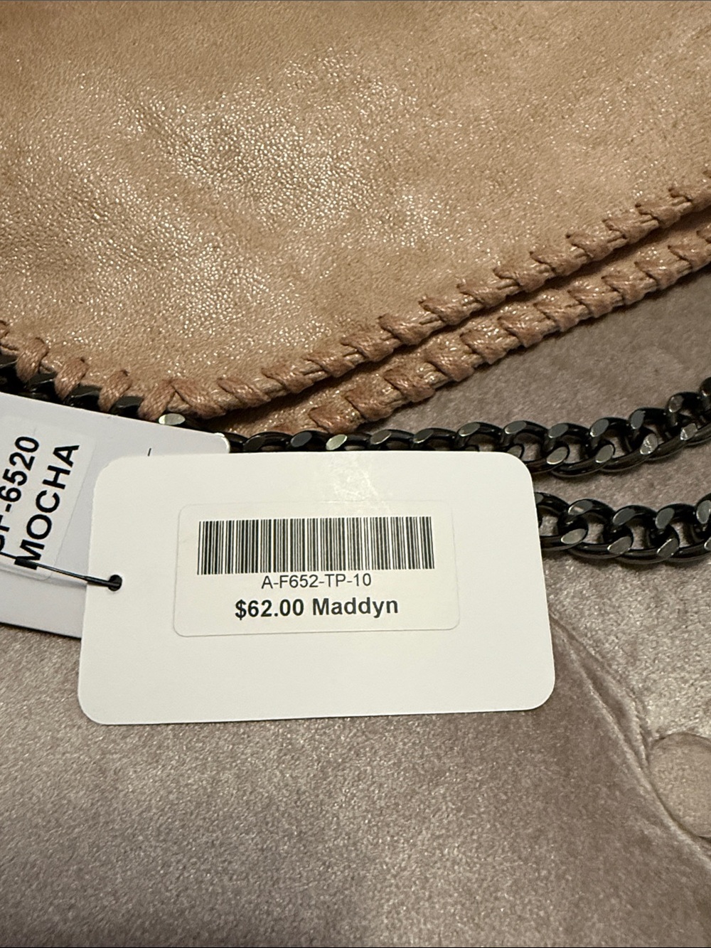 Madden Soft Taupe Chain-Trim Shoulder Bag, new - Picture 10 of 11